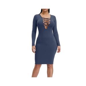 Women Sexy Long Sleeve Warm Stretch Bodycon Dress